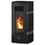 Justus Sia salamandra a pellets em aço preto-antracite 8 kW com controlo automático