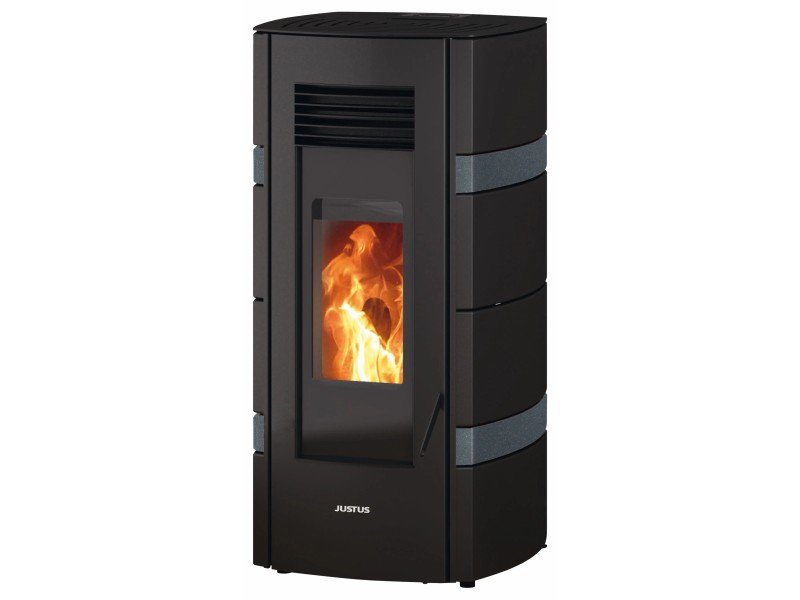 Justus Sia salamandra a pellets em aço preto-antracite 8 kW com controlo automático