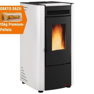 Firefix Ketty salamandra a pellets em aço preto-branco 6,3 kW