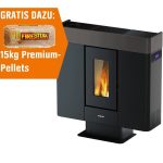 Freepoint Moon salamandra a pellets em aço titânio 10 kW com controlo automático