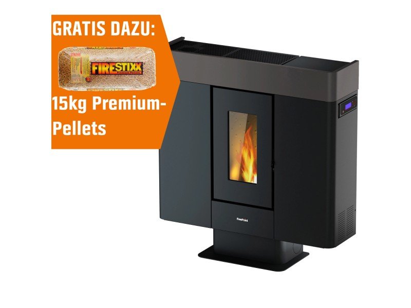Freepoint Moon salamandra a pellets em aço titânio 10 kW com controlo automático