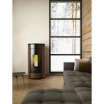 Freepoint Globe salamandra a pellets em aço castanho 10,5 kW com controlo automático
