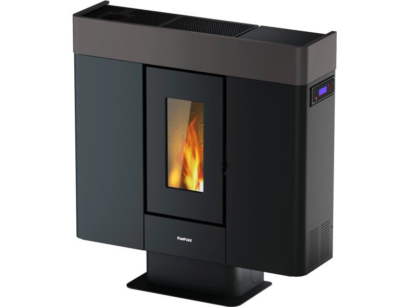 Freepoint Moon salamandra a pellets em aço titânio 10 kW com controlo automático