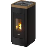 Freepoint LIFE salamandra a pellets em aço preto-dourado 8,5 kW