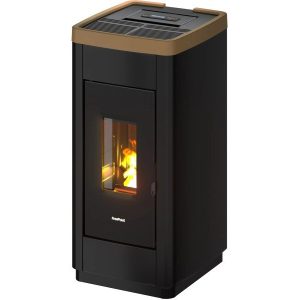 Freepoint LIFE salamandra a pellets em aço preto-dourado 8,5 kW