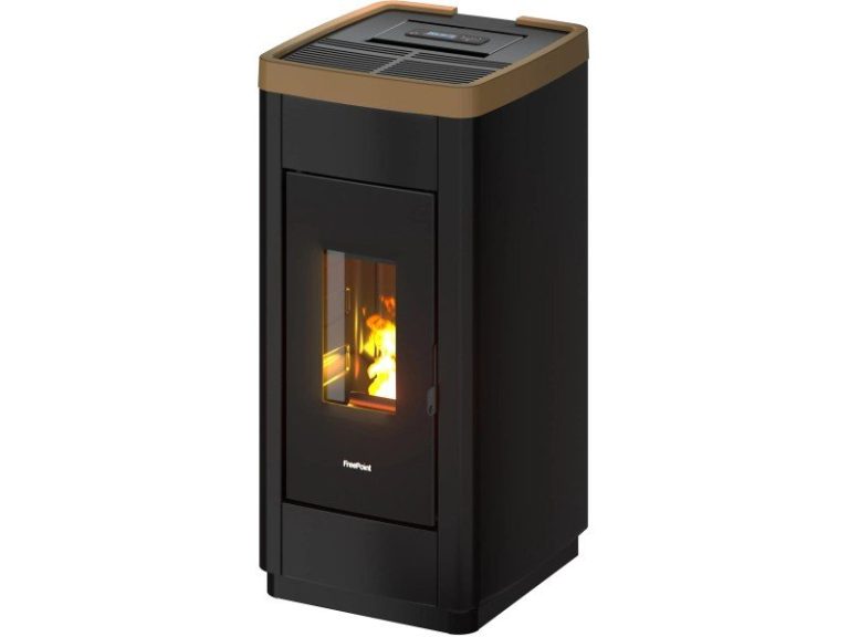 Freepoint LIFE salamandra a pellets em aço preto-dourado 8,5 kW