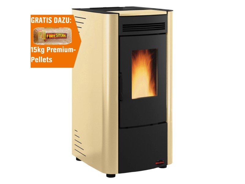 Firefix Ketty salamandra a pellets em aço preto-bege 6,3 kW