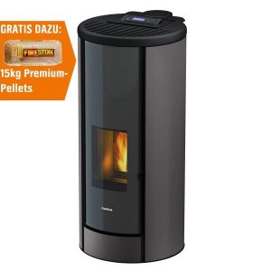 Freepoint Breeze salamandra a pellets em aço titânio 9,1 kW com controlo automático
