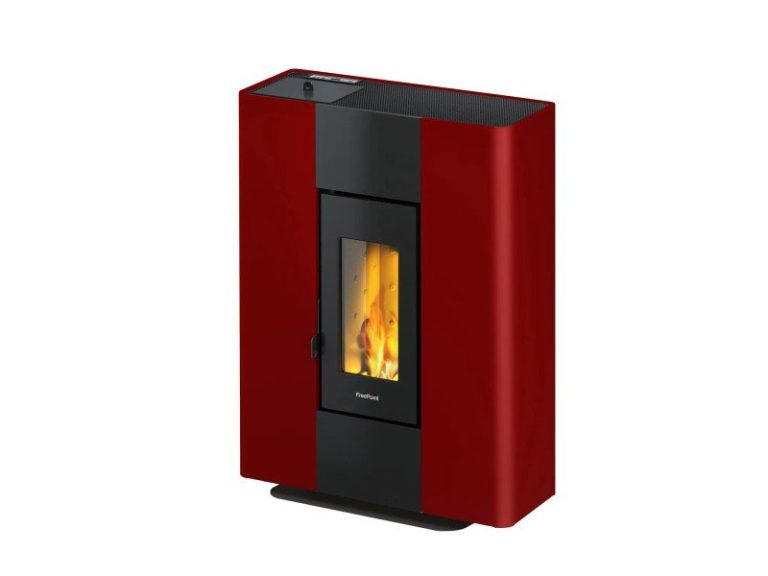 Freepoint Roxy Stand salamandra a pellets em aço Bordeaux 7 kW