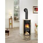 Justus Usedom 5 salamandra a lenha preta 5 kW com revestimento em arenito