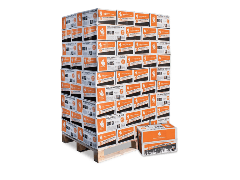 Heizfuxx Nestro M briquetes de faia/madeira dura em caixa – 81 caixas de 12 kg – palete 972 kg