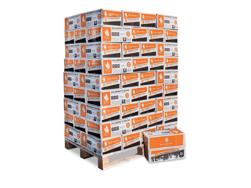 Heizfuxx Nestro M briquetes de faia/madeira dura em caixa – 81 caixas de 12 kg – palete 972 kg