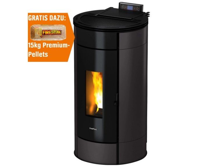 Freepoint Globe salamandra a pellets em aço antracite 10,5 kW com controlo automático