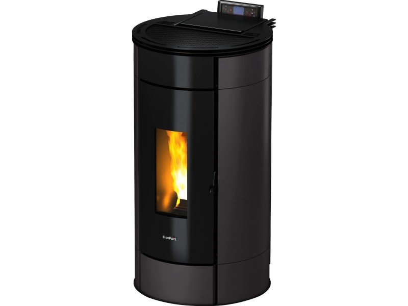 Freepoint Globe salamandra a pellets em aço antracite 10,5 kW com controlo automático