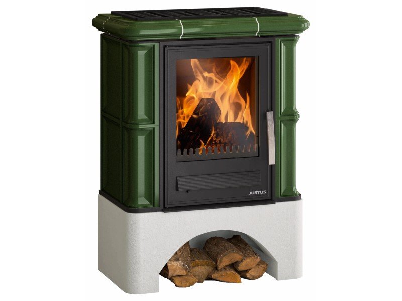Justus Bavaria salamandra a lenha em cerâmica verde 7 kW