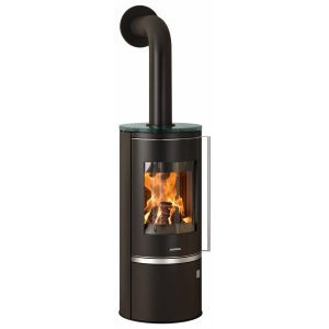 Justus Faro 2.0 Top salamandra a lenha em aço preta com placa superior em vidro 6 kW