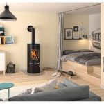 Justus Faro 2.0 Top salamandra a lenha em aço preta com placa superior em vidro 6 kW