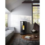 Freepoint Globe salamandra a pellets em aço antracite 10,5 kW com controlo automático