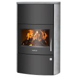 Justus Agero W+ salamandra a lenha preta com pedra-sabão cinzenta 7 kW
