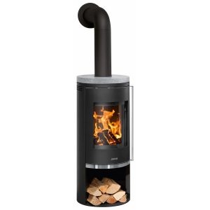 Justus Faro 2.0 salamandra a lenha preto-cinzenta com arenito cinzento 6 kW
