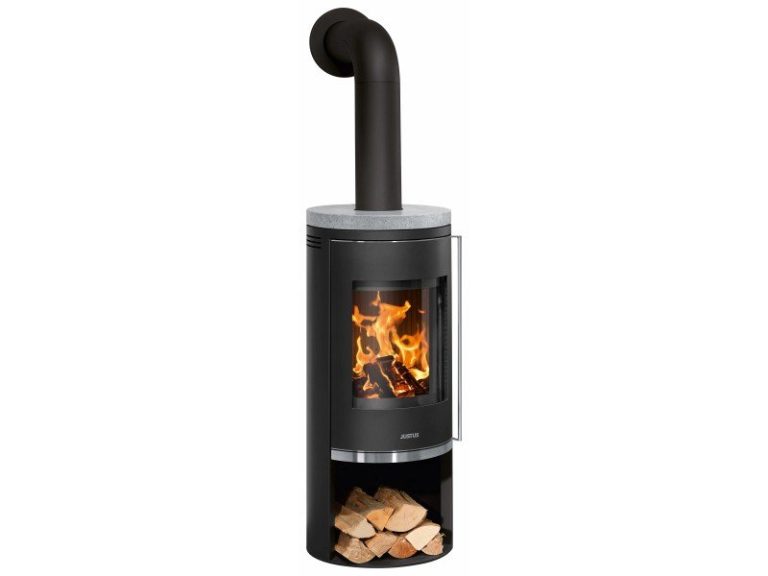 Justus Faro 2.0 salamandra a lenha preto-cinzenta com arenito cinzento 6 kW