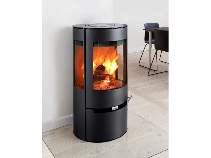 Aduro 9 salamandra a lenha preta com revestimento em aço 8 kW – classe A+