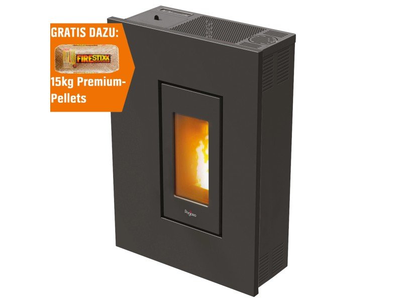 PEGASO Madison salamandra a pellets em aço antracite 5,3 kW com controlo automático