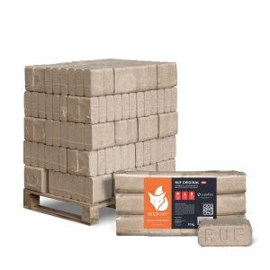Heizfuxx RUF Original Red briquetes de madeira dura – 30 embalagens de 10 kg – palete 300 kg
