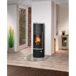 Justus Faro W+ 2.0 salamandra a lenha em aço preta com pedra-sabão cinzenta 7 kW