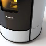 Freepoint Globe salamandra a pellets em aço branca 10,5 kW com controlo automático