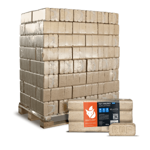 Heizfuxx RUF Original Blue briquetes de madeira de coníferas – 96 embalagens de 10 kg – palete 960 kg