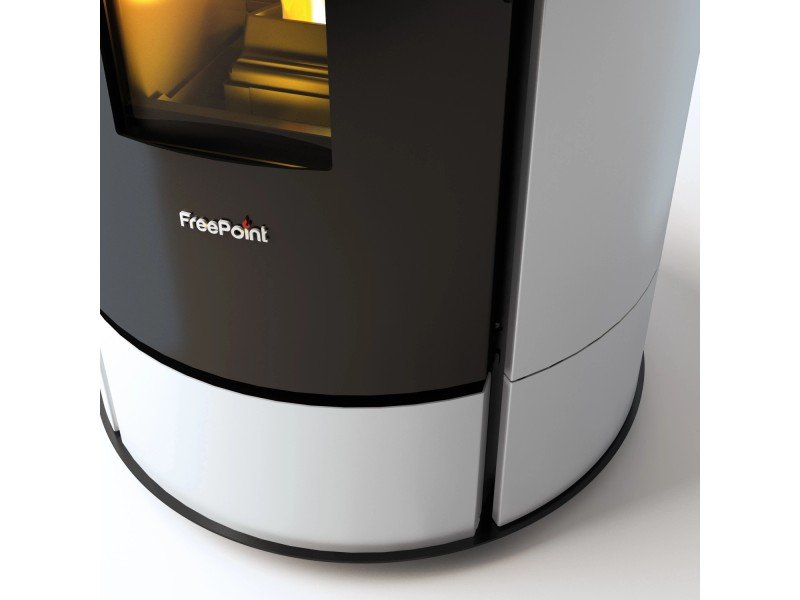 Freepoint Globe salamandra a pellets em aço branca 10,5 kW com controlo automático
