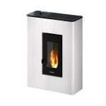 Freepoint Atri salamandra a pellets em metal branca 4,9 kW com controlo automático