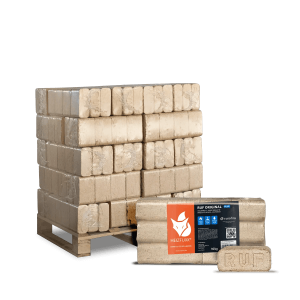 Heizfuxx RUF Original Blue briquetes de madeira de coníferas – 30 embalagens de 10 kg – palete 300 kg
