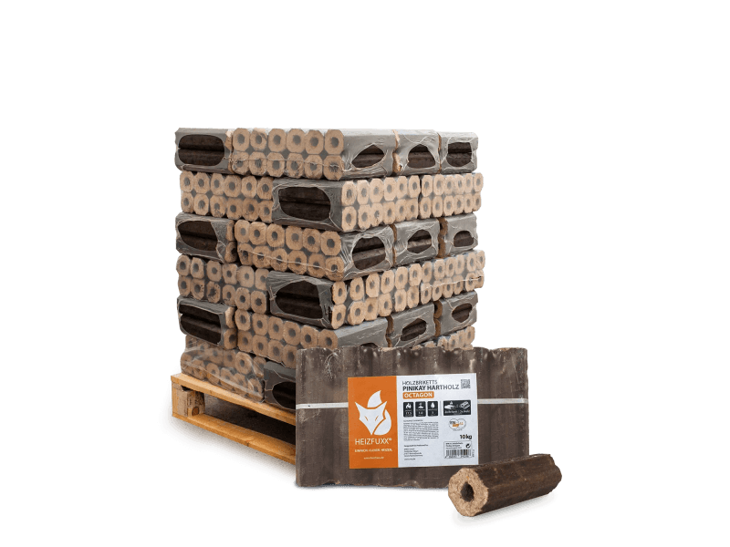 Heizfuxx PiniKay Octagon briquetes de madeira dura – 30 embalagens de 10 kg – palete 300 kg