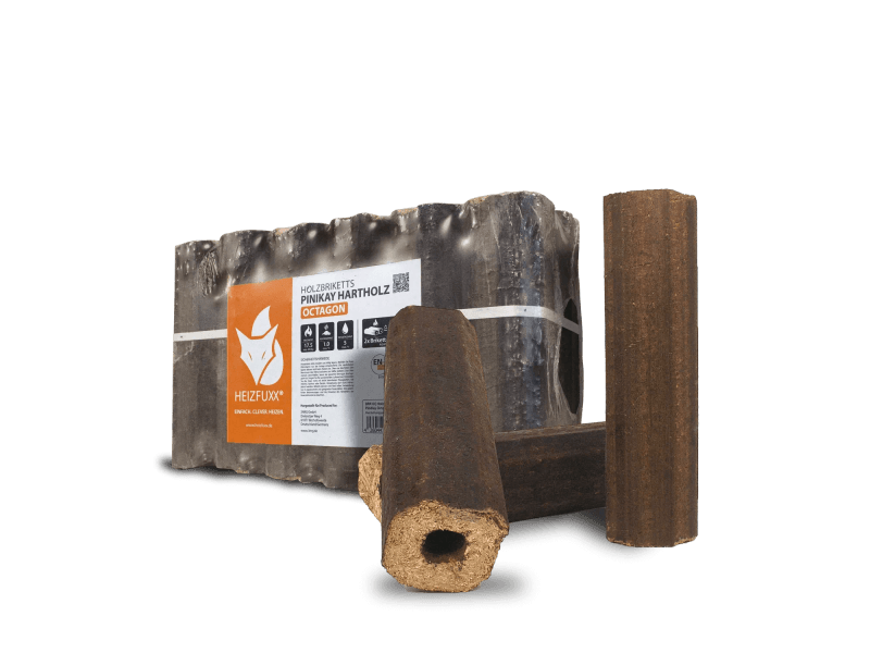 Heizfuxx PiniKay Octagon briquetes de madeira dura – 30 embalagens de 10 kg – palete 300 kg