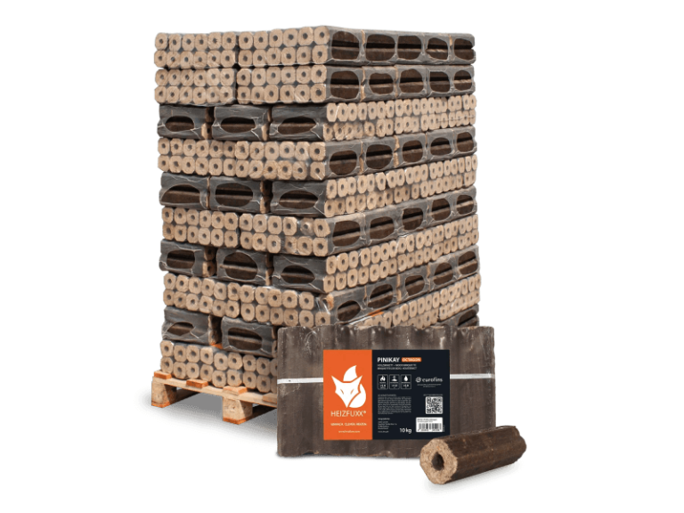 Heizfuxx PiniKay Octagon briquetes de madeira dura – 96 embalagens de 10 kg – palete 960 kg