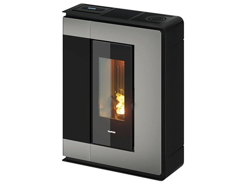 Freepoint Arco salamandra a pellets em aço cinzento-titânio 7 kW com controlo automático