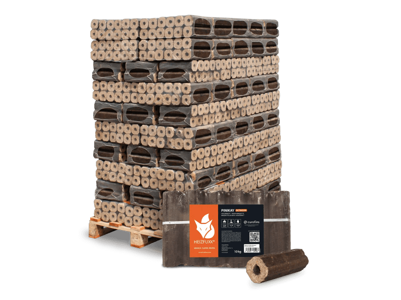 Heizfuxx PiniKay Octagon briquetes de madeira dura – 96 embalagens de 10 kg – palete 960 kg