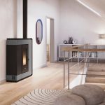 Freepoint Arco salamandra a pellets em aço cinzento-titânio 7 kW com controlo automático