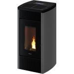 Freepoint Duke salamandra a pellets em aço prateada 14 kW com controlo automático