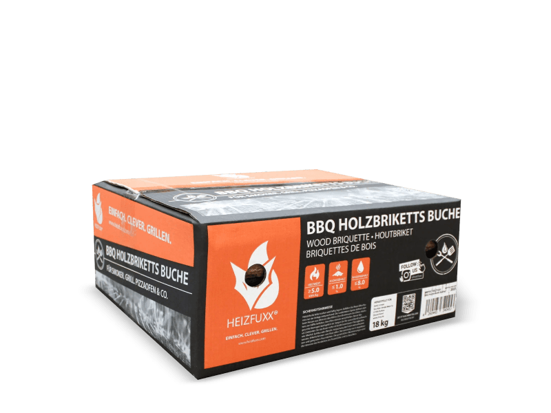 Heizfuxx BBQ briquetes de madeira de faia – 18 embalagens de 18 kg – palete 324 kg