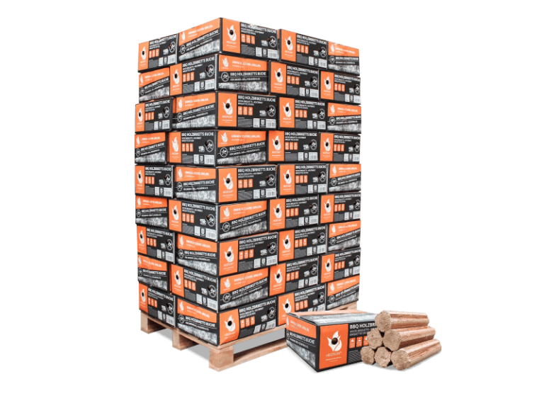 Heizfuxx BBQ briquetes de madeira de faia – 54 embalagens de 18 kg – palete 972 kg