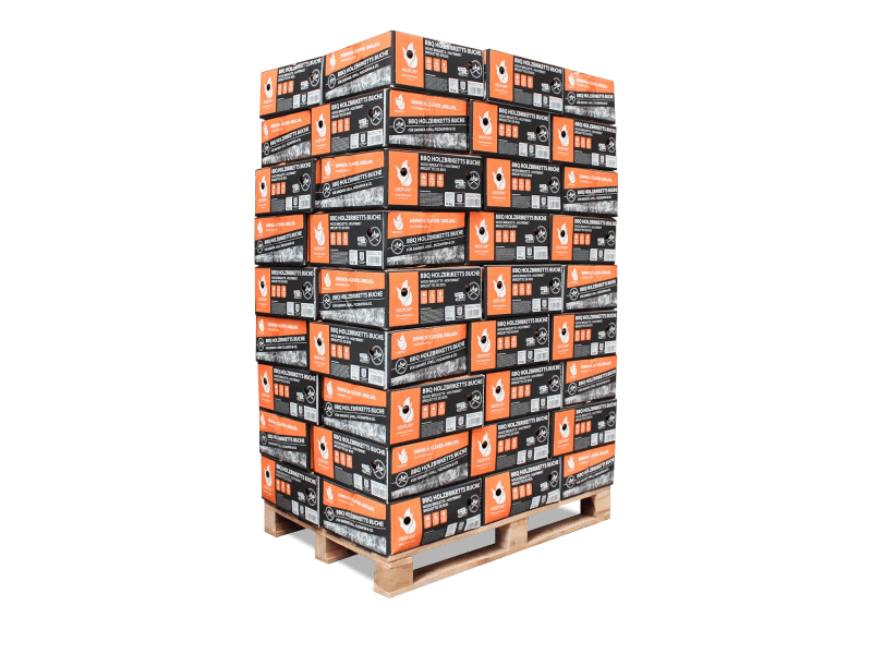 Heizfuxx BBQ briquetes de madeira de faia – 54 embalagens de 18 kg – palete 972 kg