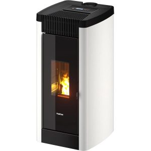 Freepoint STEE salamandra a pellets em aço branca 8,5 kW com controlo automático