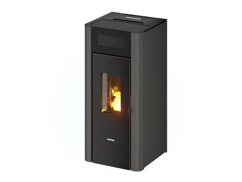 Freepoint Amaranto salamandra a pellets em aço antracite 8,5 kW com controlo automático