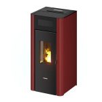 Freepoint Amaranto salamandra a pellets em aço Bordeaux 8,5 kW com controlo automático