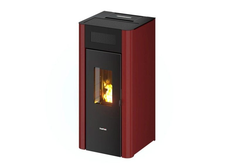 Freepoint Amaranto salamandra a pellets em aço Bordeaux 8,5 kW com controlo automático