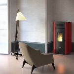 Freepoint Amaranto salamandra a pellets em aço Bordeaux 8,5 kW com controlo automático