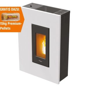 PEGASO Salamandra a pellets Madison em aço branco 5,3 kW com controlo automático